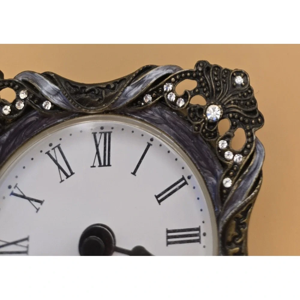 Vintage Desk Clock, Metal, Quartz 19oo